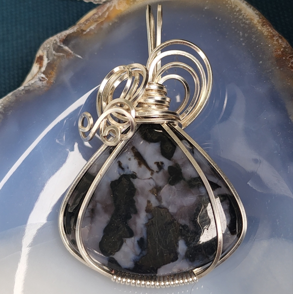 Indigo Gabbro Wire Wrapped Pendant